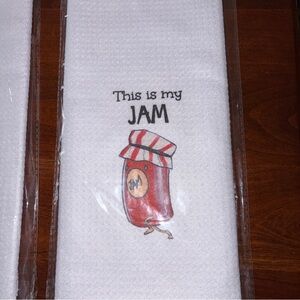 Kitchen towel lot of 4 waffle weave towels with funny sayings